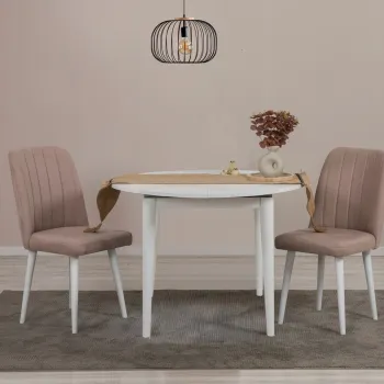 Set masa extensibila si scaune, 3 piese, Hanah Home, Vina 0900, Alb / Piatra imagine