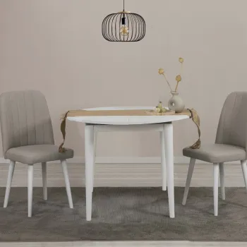 Set masa extensibila si scaune, 3 piese, Hanah Home, Vina 1005 3 v2, Alb / Crem imagine