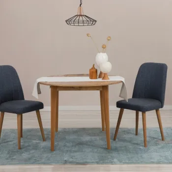 Set masa extensibila si scaune, 3 piese, Hanah Home, Vina 1048, Pin Atlantic / Albastru Marin imagine