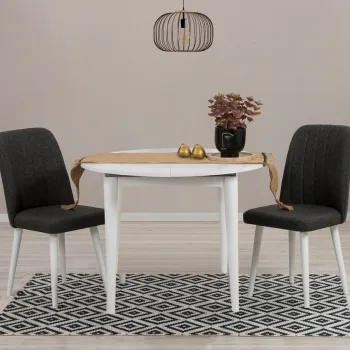 Set masa extensibila si scaune, 3 piese, Hanah Home, Vina 1053, Alb / Antracit imagine