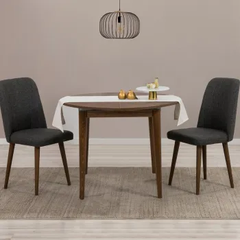 Set masa extensibila si scaune, 3 piese, Hanah Home, Vina 1053, Nuc / Antracit imagine