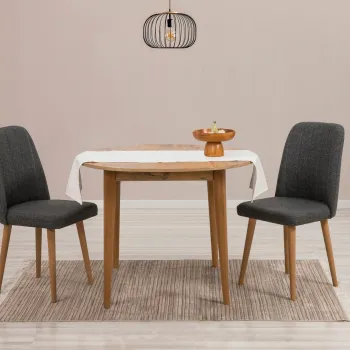 Set masa extensibila si scaune, 3 piese, Hanah Home, Vina 1053, Pin Atlantic / Antracit imagine