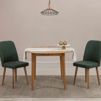 Set masa extensibila si scaune, 3 piese, Hanah Home, Vina 1070, Pin Atlantic / Verde imagine