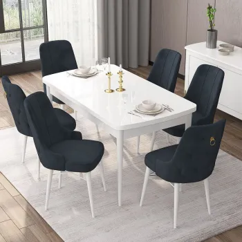 Set masa extensibila si scaune, Hanah Home, Are, Alb / Antracit imagine