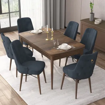 Set masa extensibila si scaune, Hanah Home, Are, Baroc / antracit imagine