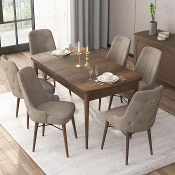 Set masa extensibila si scaune, Hanah Home, Are, Baroc / Cappuccino imagine