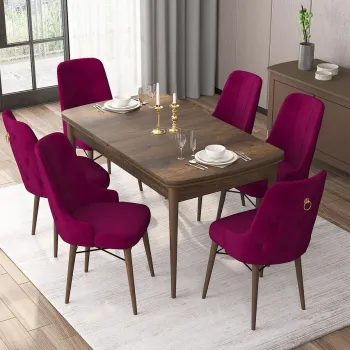 Set masa extensibila si scaune, Hanah Home, Are, Baroc / Damasc imagine