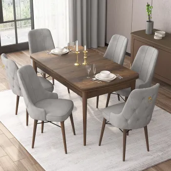 Set masa extensibila si scaune, Hanah Home, Are, Baroc / Gri imagine