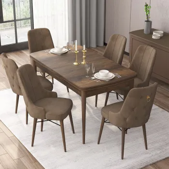 Set masa extensibila si scaune, Hanah Home, Are, Baroc / Maro imagine