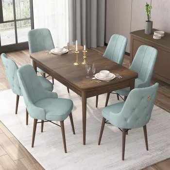 Set masa extensibila si scaune, Hanah Home, Are, Baroc / Verde marin imagine