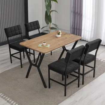 Set masa extensibila si scaune, Hanah Home, Dubai, Antracit / Nuc imagine