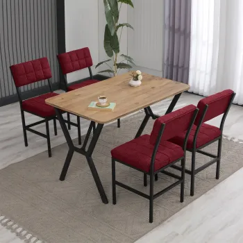 Set masa extensibila si scaune, Hanah Home, Dubai, Burgundia / Nuc imagine