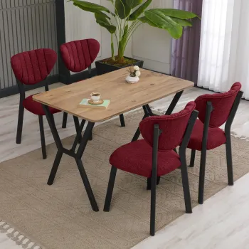 Set masa extensibila si scaune, Hanah Home, Elma, Burgundia / Nuc imagine