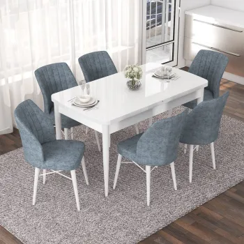 Set masa extensibila si scaune, Hanah Home, Eva, Alb/Gri imagine