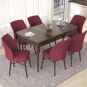 Set masa extensibila si scaune, Hanah Home, Eva, Baroc / Burgundia imagine