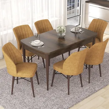 Set masa extensibila si scaune, Hanah Home, Eva, Baroc / Cappuccino imagine