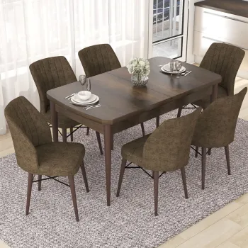 Set masa extensibila si scaune, Hanah Home, Eva, Baroc / Maro imagine