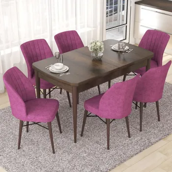 Set masa extensibila si scaune, Hanah Home, Eva, Baroc / Mov imagine