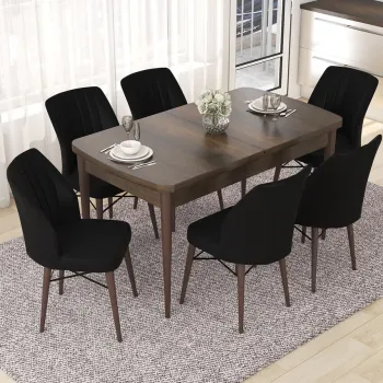 Set masa extensibila si scaune, Hanah Home, Eva, Baroc / Negru imagine