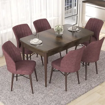 Set masa extensibila si scaune, Hanah Home, Eva, Baroc / Roz Pafuit imagine