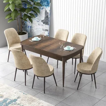 Set masa extensibila si scaune, Hanah Home, Han, Baroc / Crem imagine