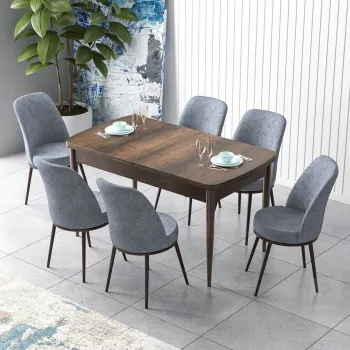 Set masa extensibila si scaune, Hanah Home, Han, Baroc / Gri imagine