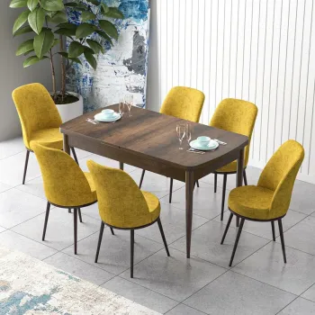 Set masa extensibila si scaune, Hanah Home, Han, Baroc / Mustar imagine