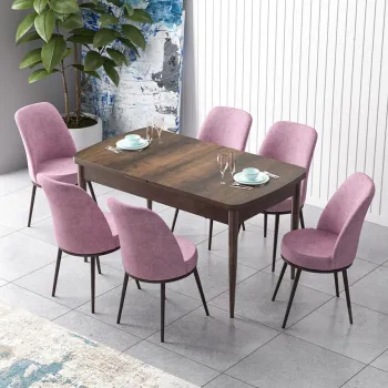 Set masa extensibila si scaune, Hanah Home, Han, Baroc / Roz imagine