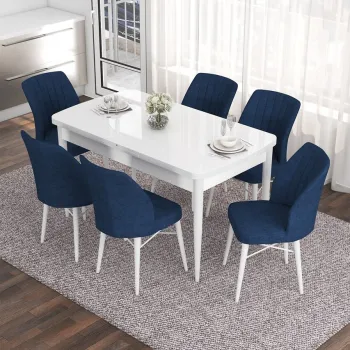 Set masa extensibila si scaune, Hanah Home, Nef, Alb / Bleumarin imagine