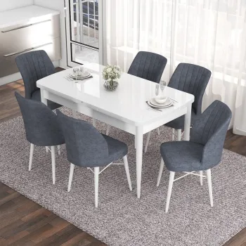 Set masa extensibila si scaune, Hanah Home, Nef, Alb / Fum imagine