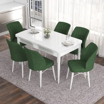 Set masa extensibila si scaune, Hanah Home, Nef, Alb / Kaki imagine