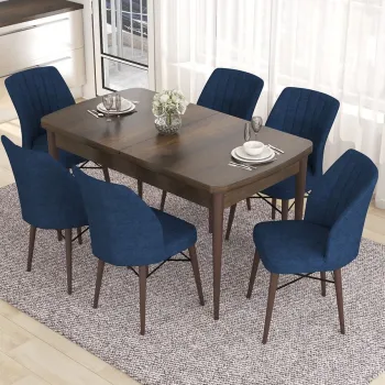 Set masa extensibila si scaune, Hanah Home, Nef, Baroc / Albastru marin imagine