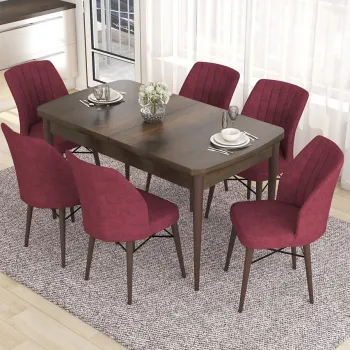 Set masa extensibila si scaune, Hanah Home, Nef, Baroc / Burgundia imagine