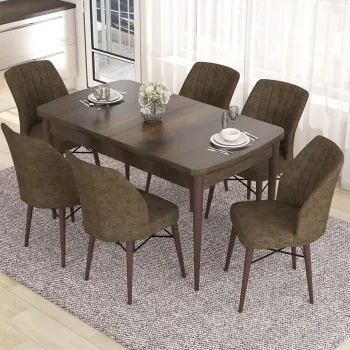 Set masa extensibila si scaune, Hanah Home, Nef, Baroc / Maro imagine