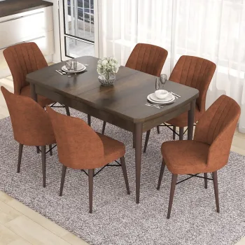 Set masa extensibila si scaune, Hanah Home, Nef, Baroc / Rosu-tigla imagine