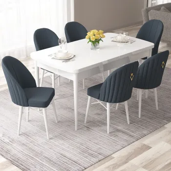 Set masa extensibila si scaune, Hanah Home, Roz, Alb / Antracit imagine