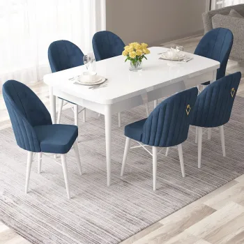 Set masa extensibila si scaune, Hanah Home, Roz, Alb / Bleumarin imagine