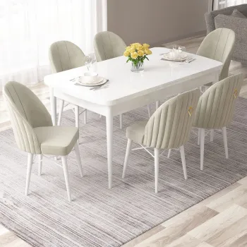 Set masa extensibila si scaune, Hanah Home, Roz, Alb / Crem imagine