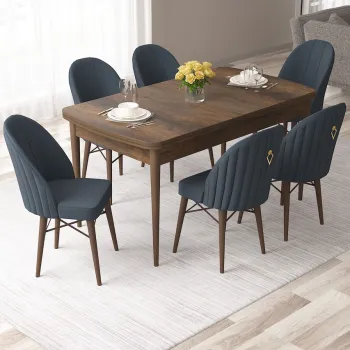 Set masa extensibila si scaune, Hanah Home, Roz, Baroc / antracit imagine