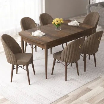 Set masa extensibila si scaune, Hanah Home, Roz, Baroc / Maro imagine