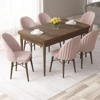 Set masa extensibila si scaune, Hanah Home, Roz, Baroc / Roz imagine