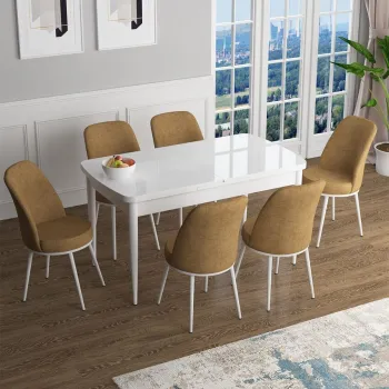 Set masa extensibila si scaune, Hanah Home, Zen, Alb / Cappuccino imagine