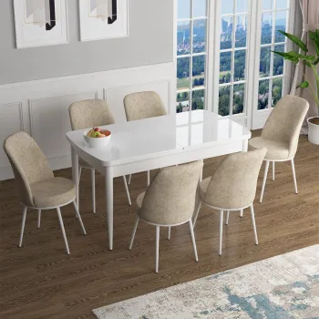 Set masa extensibila si scaune, Hanah Home, Zen, Alb / Crem imagine