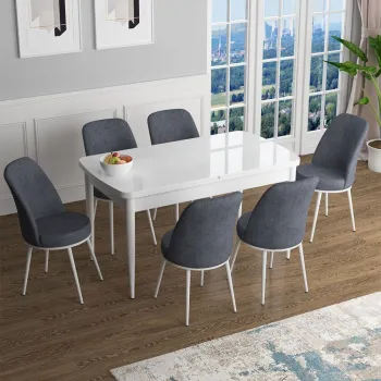 Set masa extensibila si scaune, Hanah Home, Zen, Alb / Fum imagine