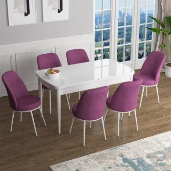 Set masa extensibila si scaune, Hanah Home, Zen, Alb/Mov imagine