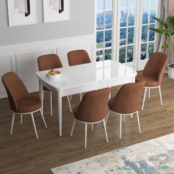 Set masa extensibila si scaune, Hanah Home, Zen, Alb / Rosu-catifea imagine