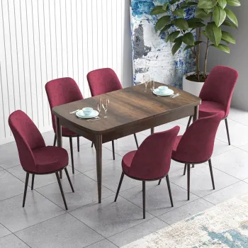 Set masa extensibila si scaune, Hanah Home, Zen, Baroc / Burgundia imagine
