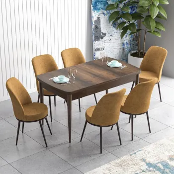 Set masa extensibila si scaune, Hanah Home, Zen, Baroc / Cappuccino imagine