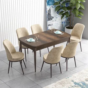 Set masa extensibila si scaune, Hanah Home, Zen, Baroc / Crem imagine