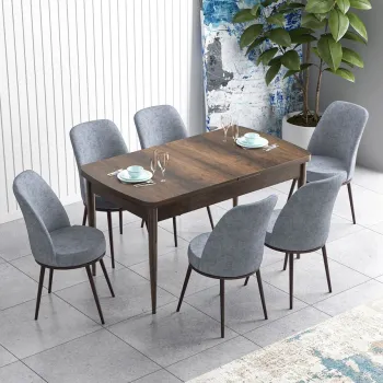 Set masa extensibila si scaune, Hanah Home, Zen, Baroc / Gri imagine